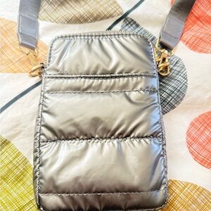 New!! Stylish Silver Quilted Crossbody Bag with 2 straps!